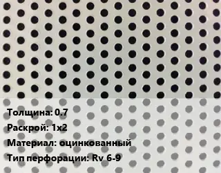 Лист перфорированный 0.7 1х2 оцинкованный Rv 6-9